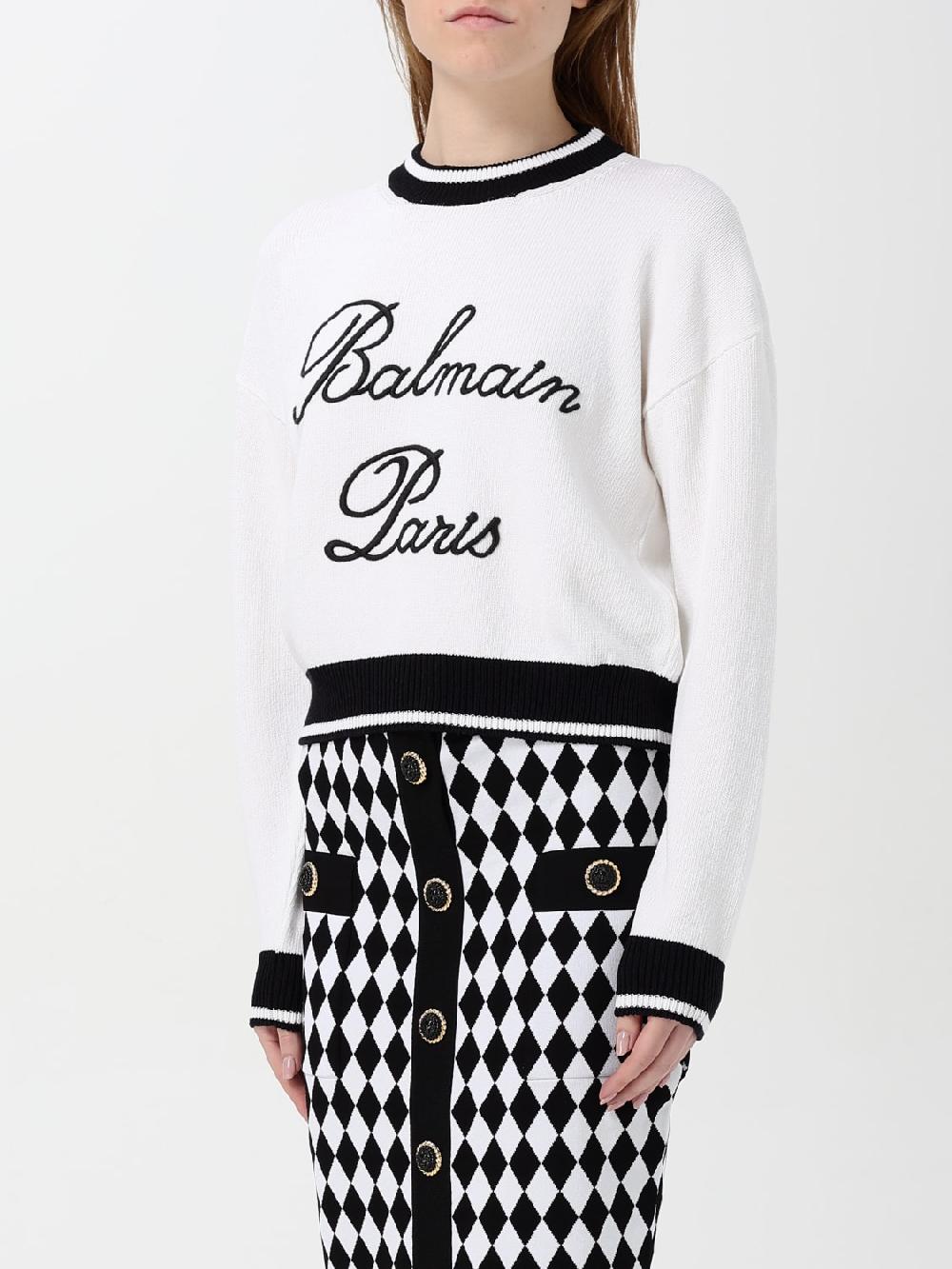 Giglio Maglione Balmain In Misto Cotone Con Logo Ricamato