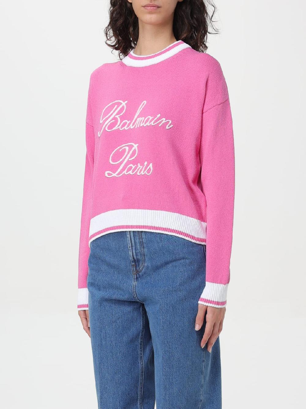 Giglio Maglione Balmain In Misto Cotone Con Logo Ricamato