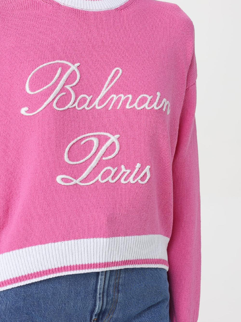 Giglio Maglione Balmain In Misto Cotone Con Logo Ricamato