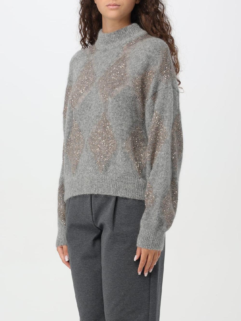 Giglio Maglione Brunello Cucinelli In Lana Con Motivo A Rombi Jacquard