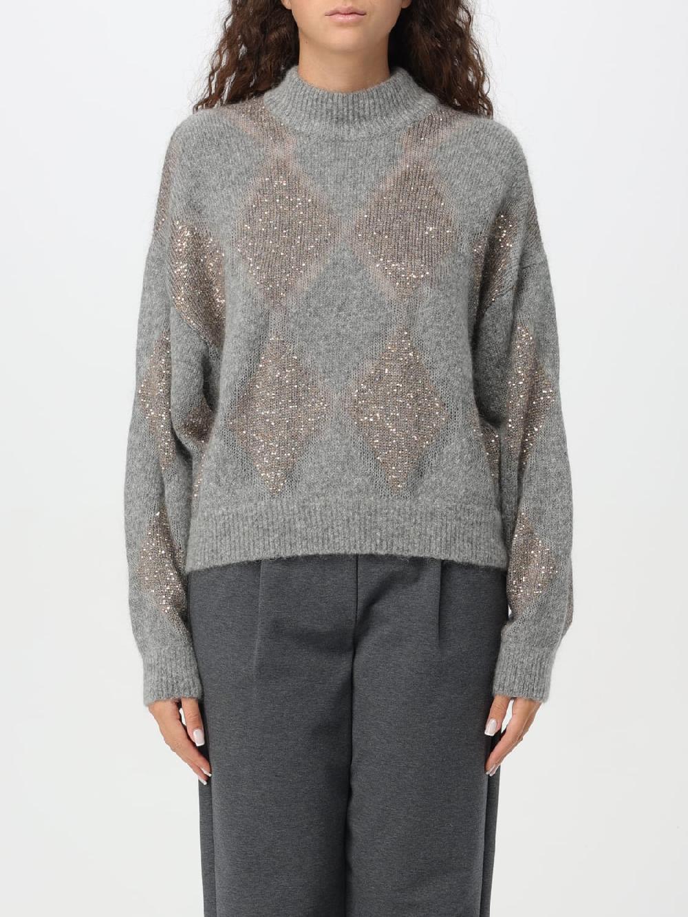 Giglio Maglione Brunello Cucinelli in lana con motivo a rombi jacquard