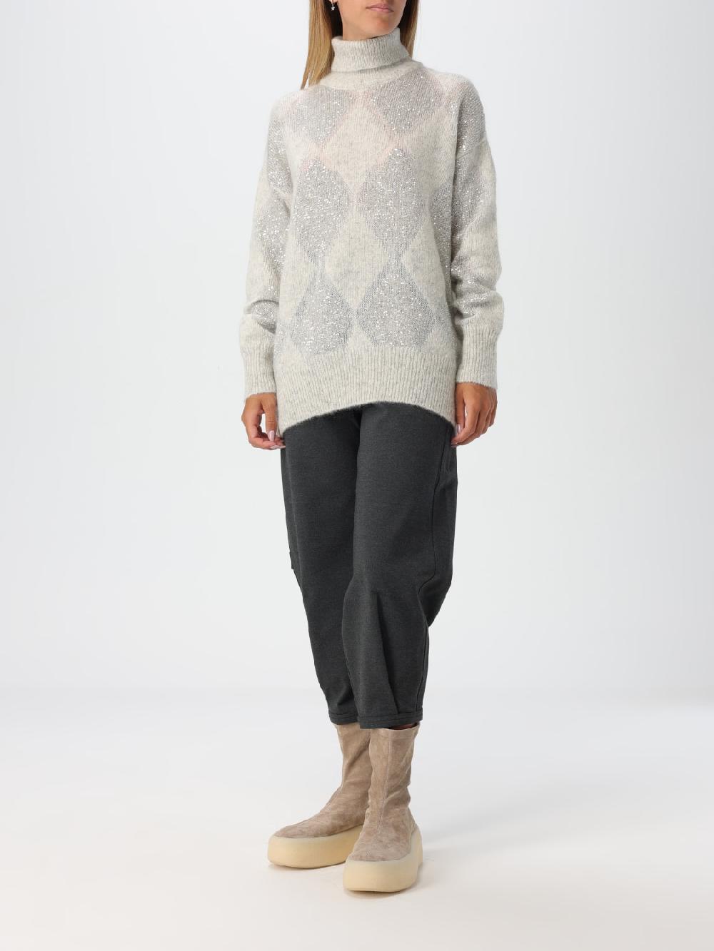 Giglio Maglione Brunello Cucinelli In Lana E Mohair Con Rombi Jacquard