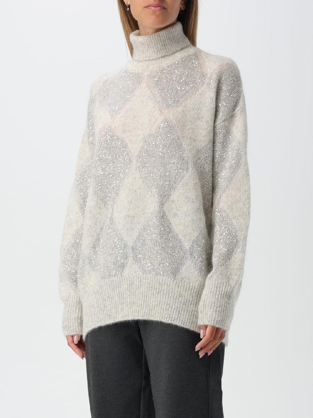 Giglio Maglione Brunello Cucinelli In Lana E Mohair Con Rombi Jacquard