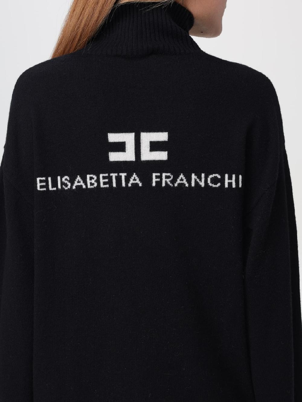 Giglio Maglione Elisabetta Franchi In Viscosa Con Logo Jacquard