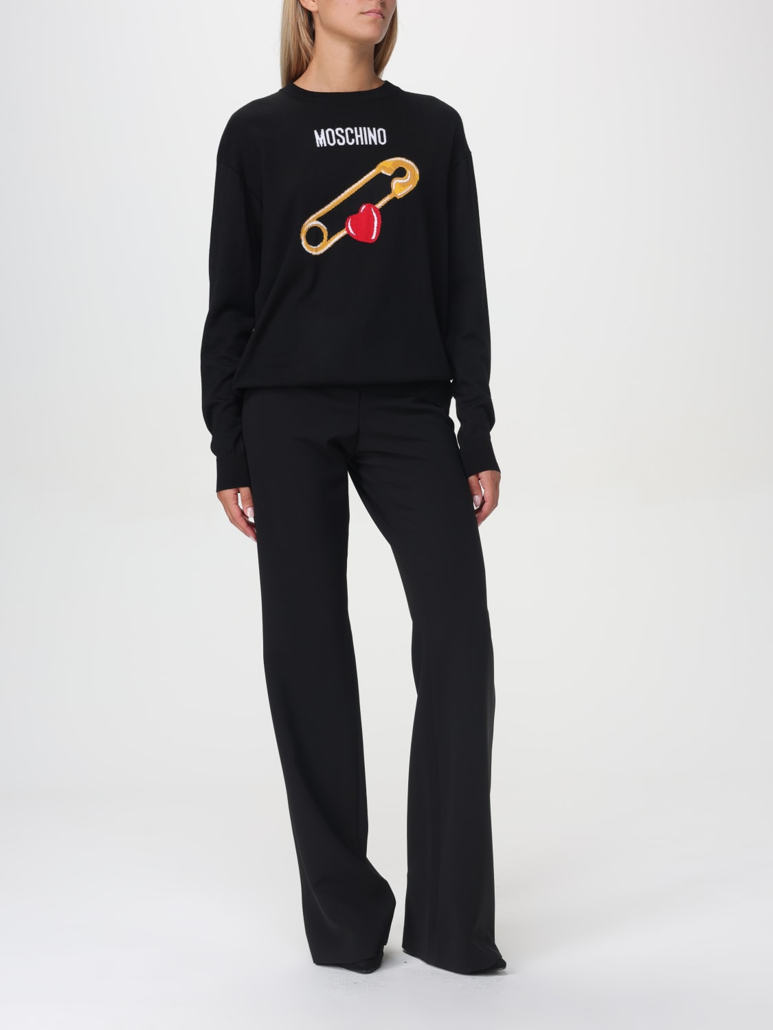 Giglio Maglione Moschino Couture In Lana Vergine Con Logo Jacquard