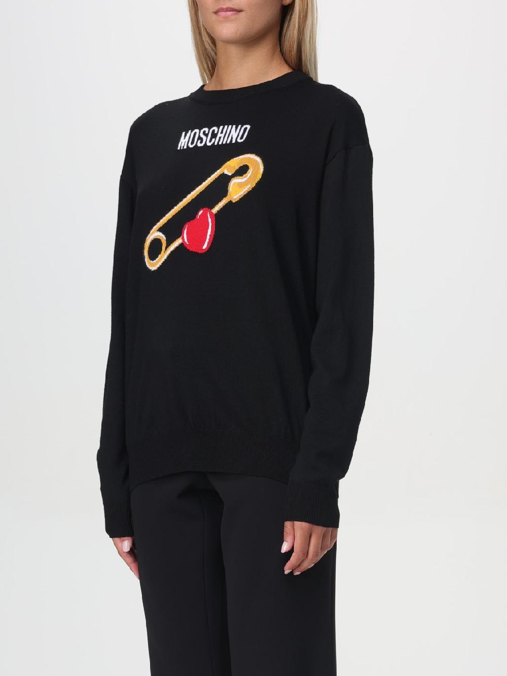 Giglio Maglione Moschino Couture In Lana Vergine Con Logo Jacquard