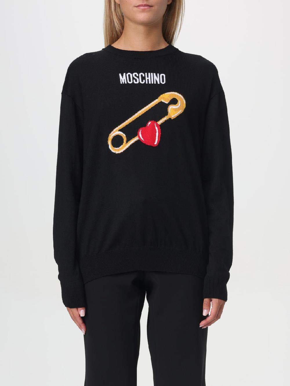 Giglio Maglione Moschino Couture in lana vergine con logo jacquard