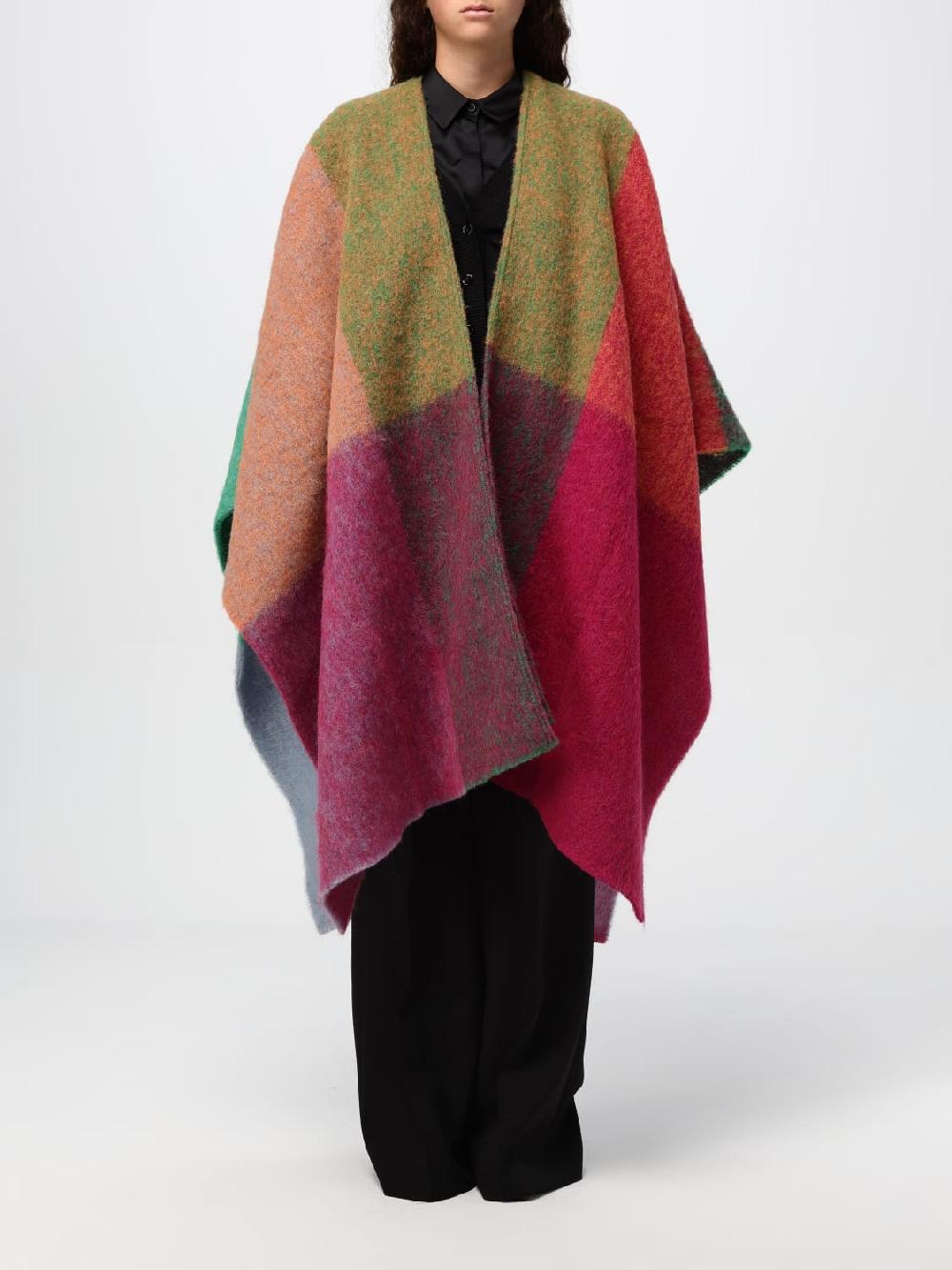 Giglio Mantella Woolrich in misto lana con macro quadri multicolor