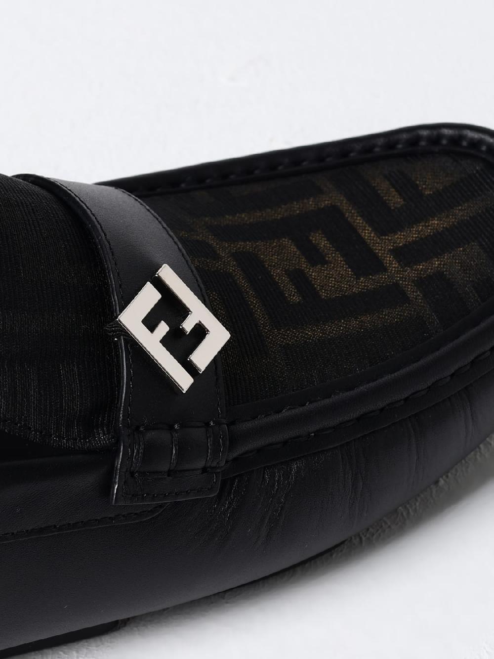 Giglio Mocassino Driver Fendi In Pelle E Tessuto Monogram FF
