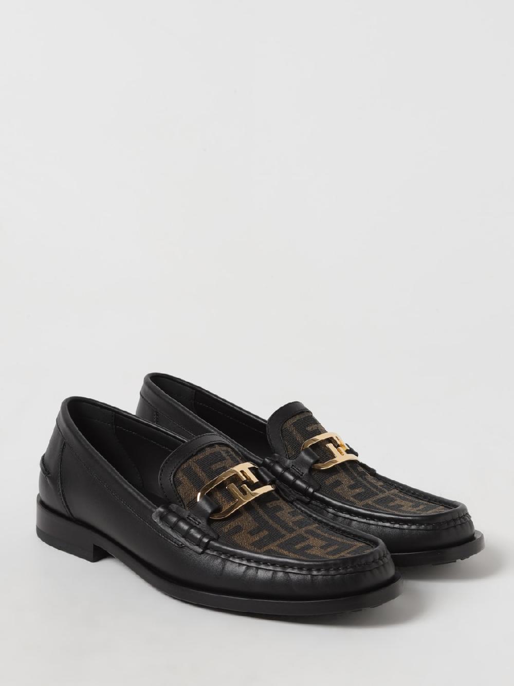 Giglio Mocassino Fendi In Pelle E Tessuto Con Monogram FF Jacquard