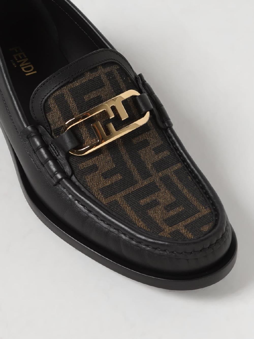 Giglio Mocassino Fendi In Pelle E Tessuto Con Monogram FF Jacquard