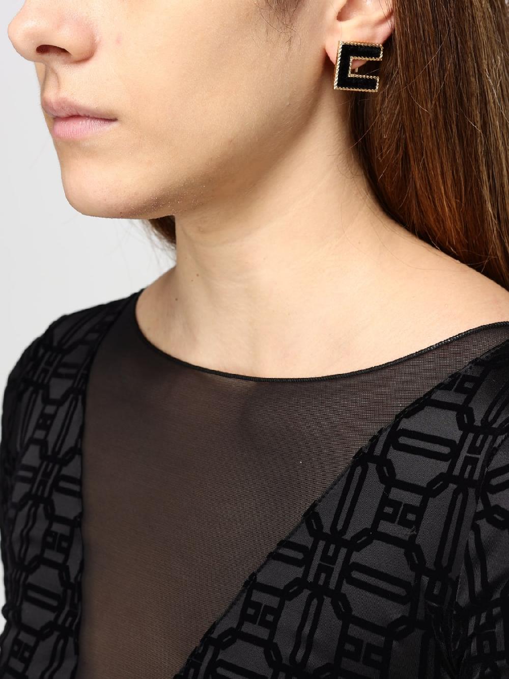 Giglio Orecchini Elisabetta Franchi In Ottone Smaltato