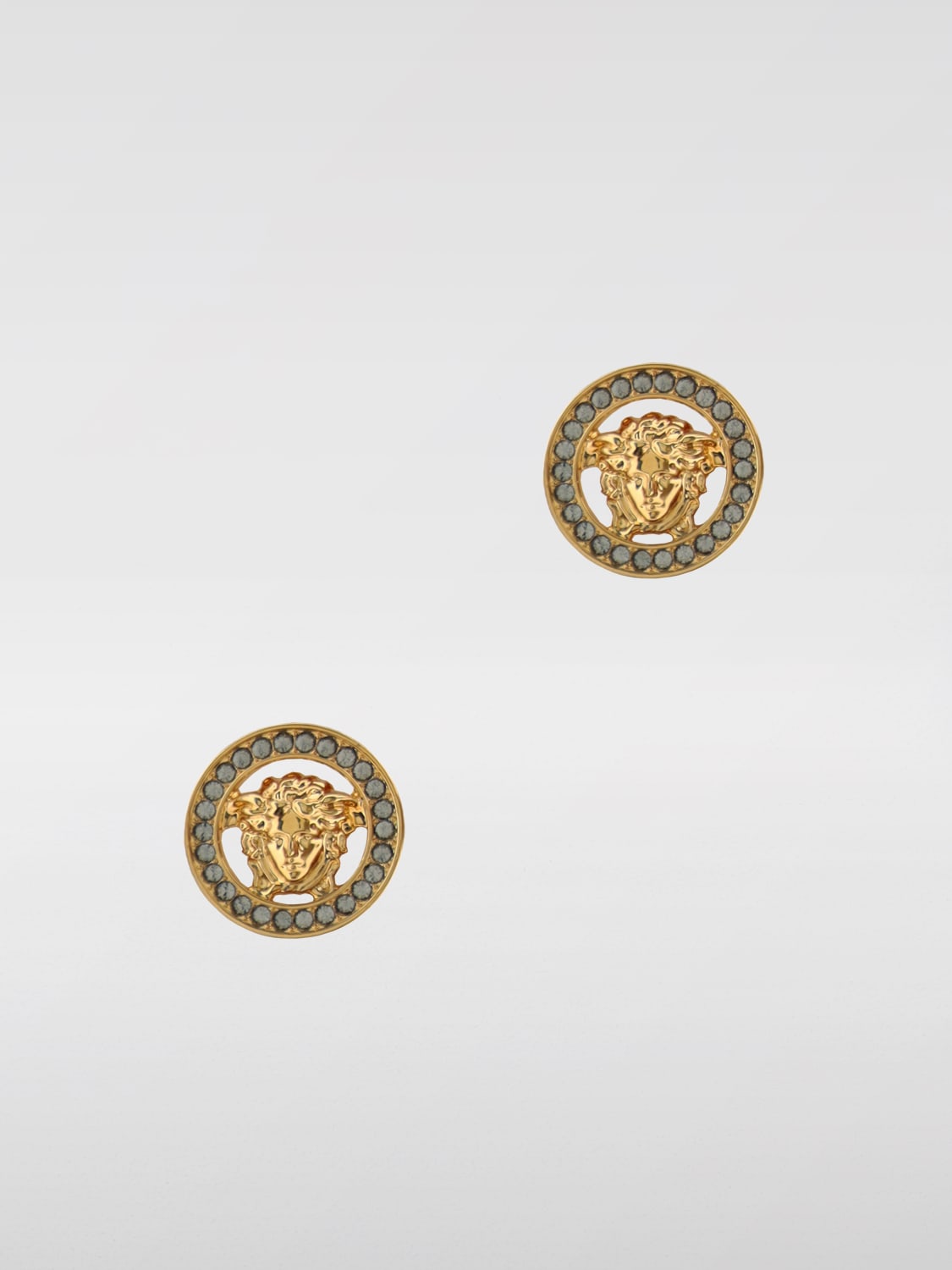 Giglio Orecchini Medusa Versace in ottone con strass incastonati
