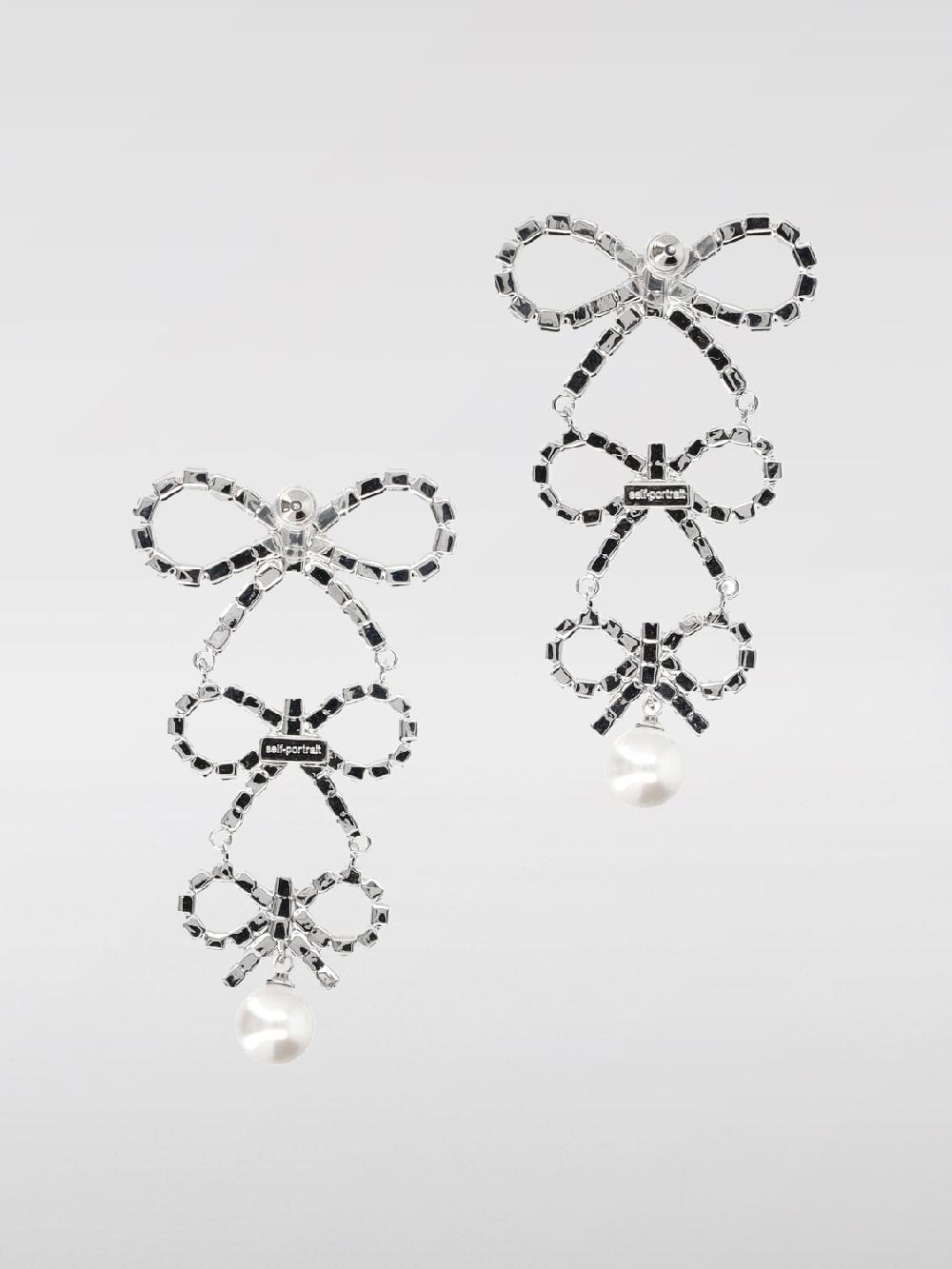 Giglio Orecchini Self-Portrait In Ottone Con Strass Incastonati