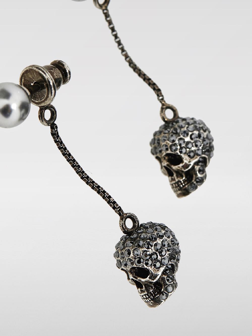 Giglio Orecchini Skull Alexander McQueen In Ottone Con Strass