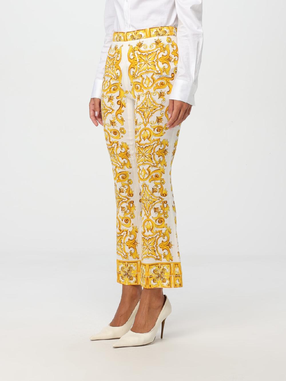 Giglio Pantalone Dolce & Gabbana In Misto Seta Stampata