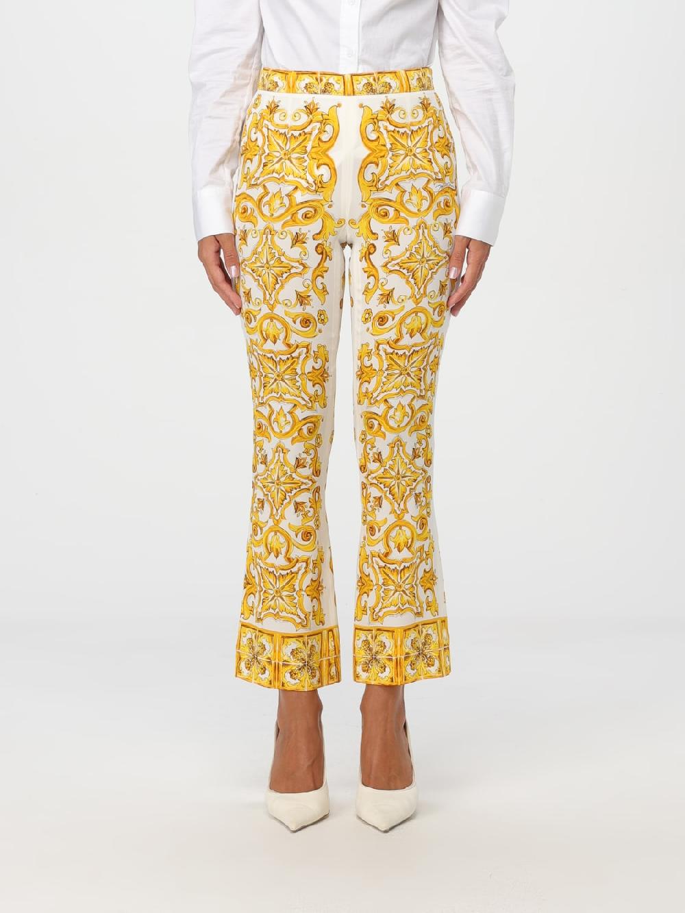 Giglio Pantalone Dolce & Gabbana in misto seta stampata