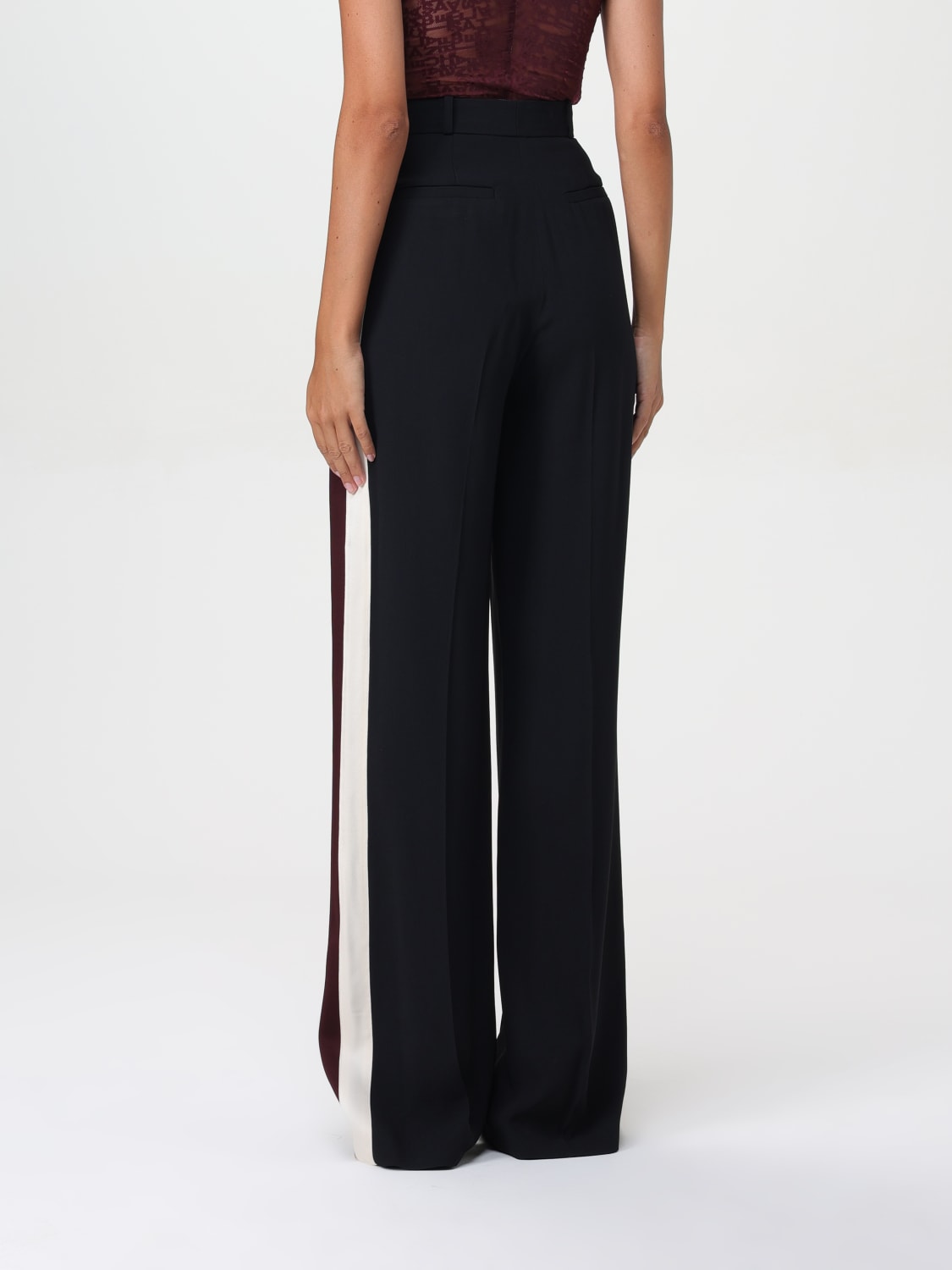 Giglio Pantalone Dritto In Crêpe Satin Con Bande Elisabetta Franchi