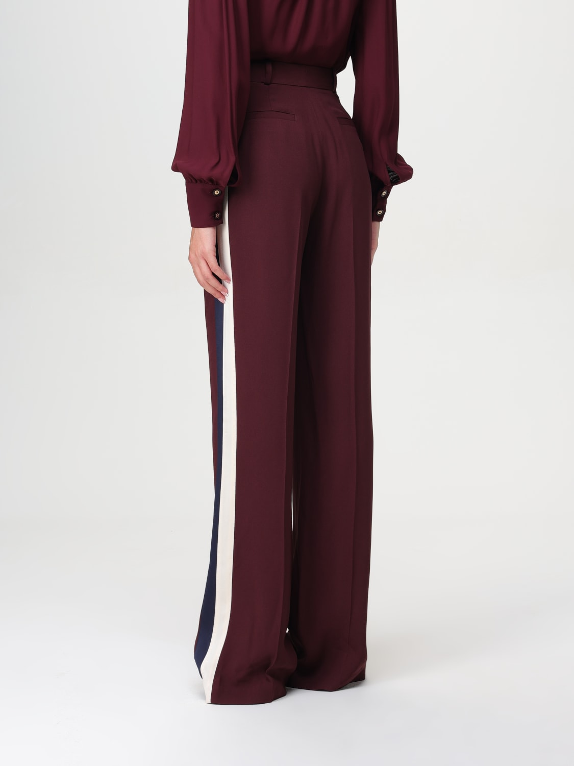 Giglio Pantalone Dritto In Crêpe Satin Con Bande Elisabetta Franchi