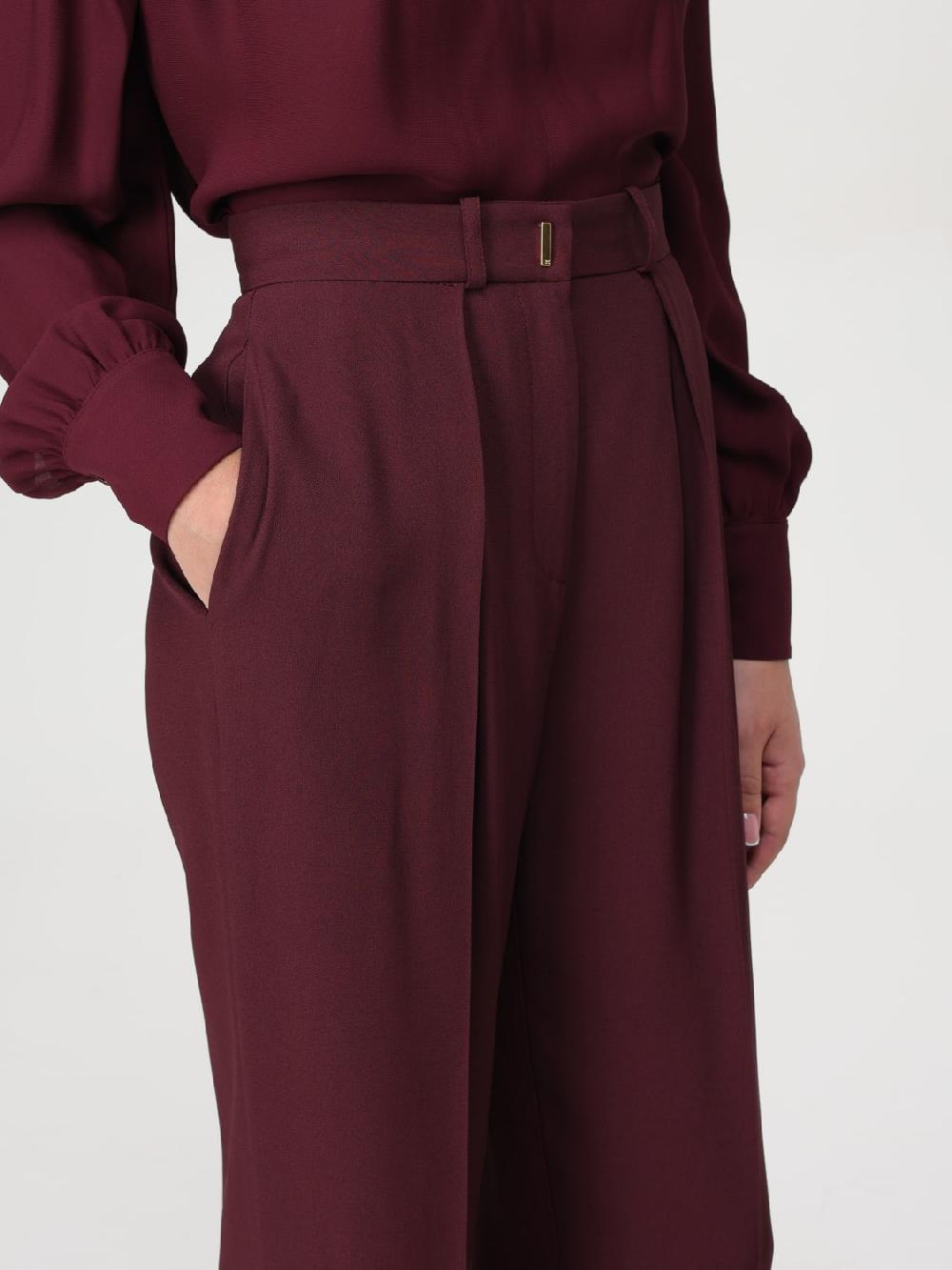 Giglio Pantalone Dritto In Crêpe Satin Con Bande Elisabetta Franchi