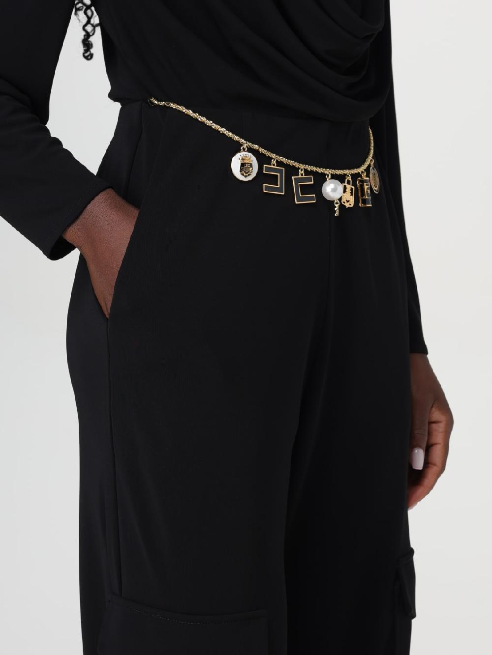 Giglio Pantalone Elisabetta Franchi In Viscosa Con Cintura Logata