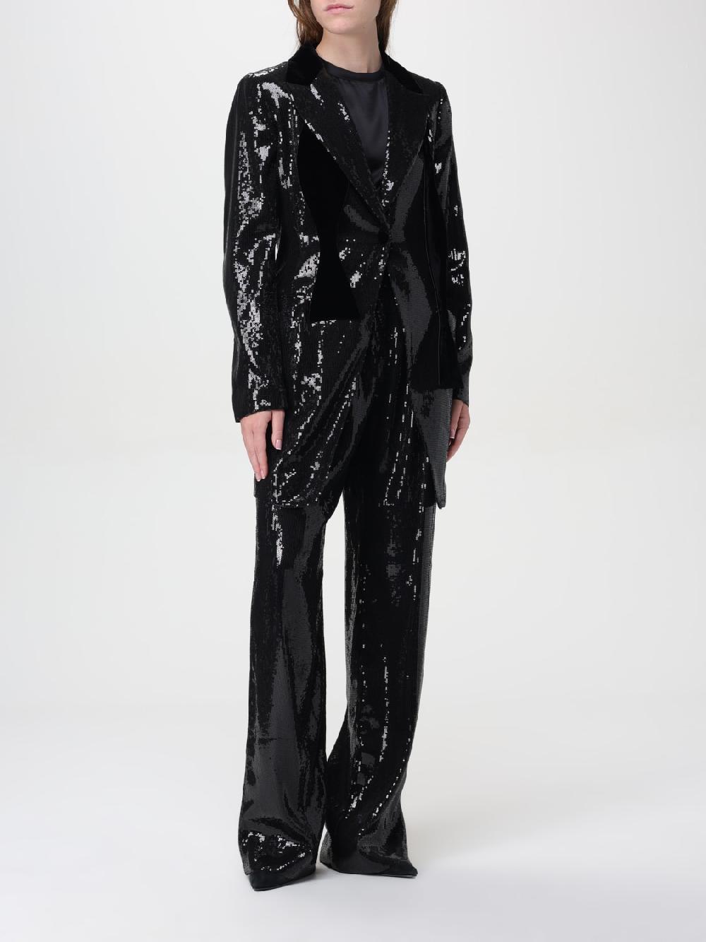 Giglio Pantalone Emporio Armani In Viscosa Con Paillettes Ricamate All Over