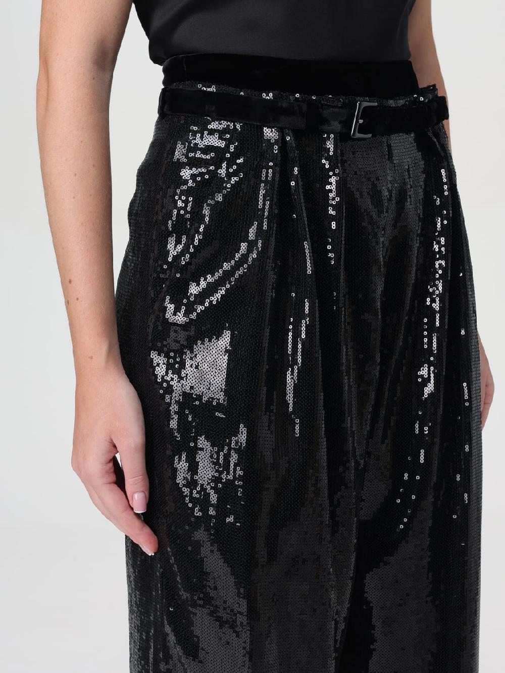 Giglio Pantalone Emporio Armani In Viscosa Con Paillettes Ricamate All Over