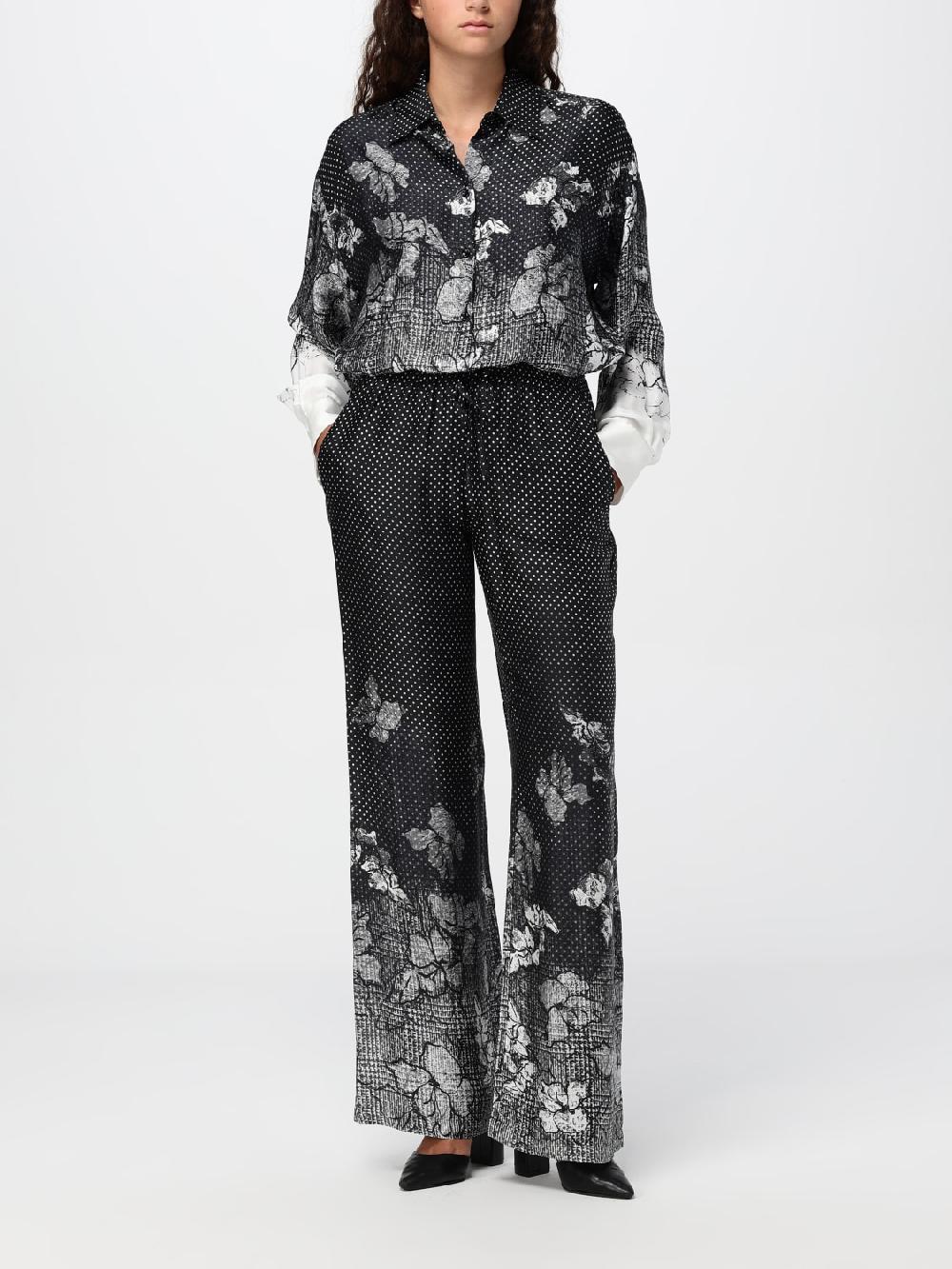 Giglio Pantalone Ermanno Scervino In Viscosa Con Motivo Floreale E Pois