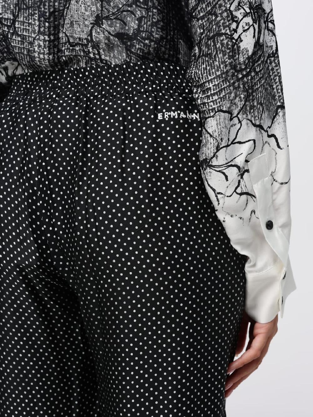 Giglio Pantalone Ermanno Scervino In Viscosa Con Motivo Floreale E Pois