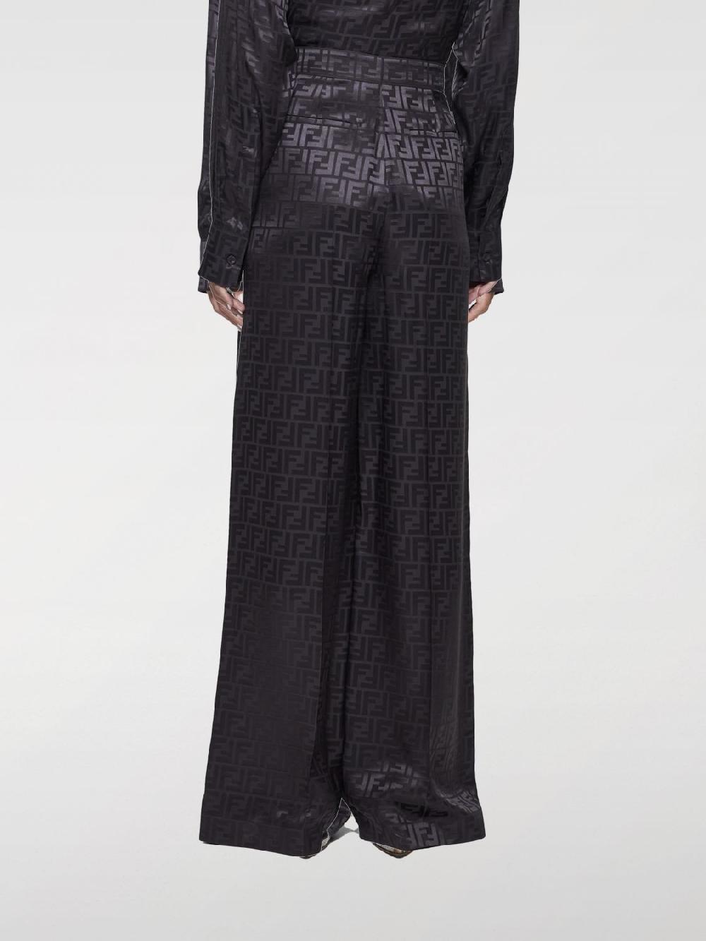 Giglio Pantalone Fendi In Seta Con Monogram FF Jacquard