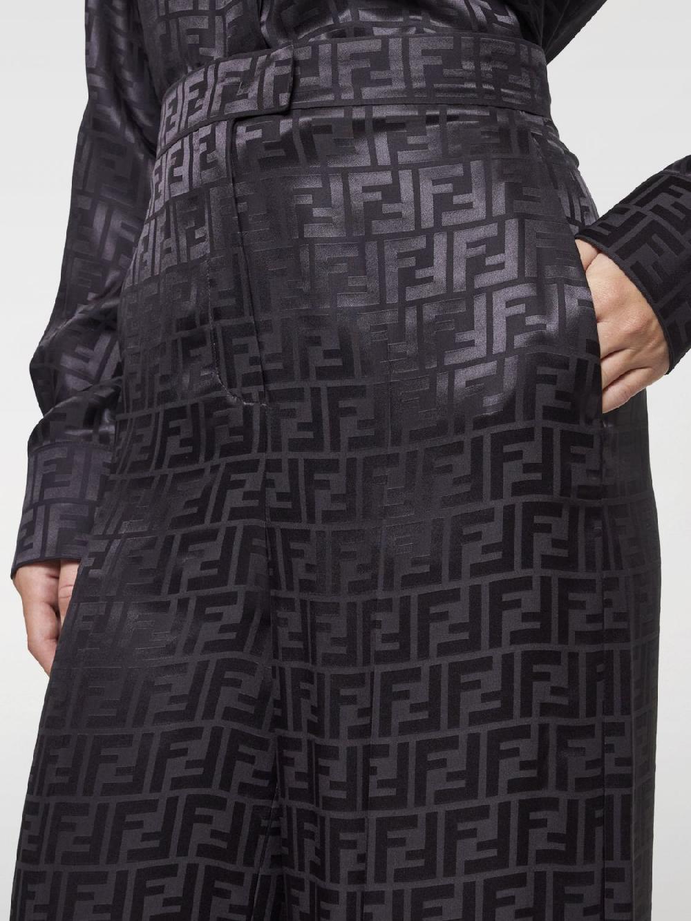 Giglio Pantalone Fendi In Seta Con Monogram FF Jacquard