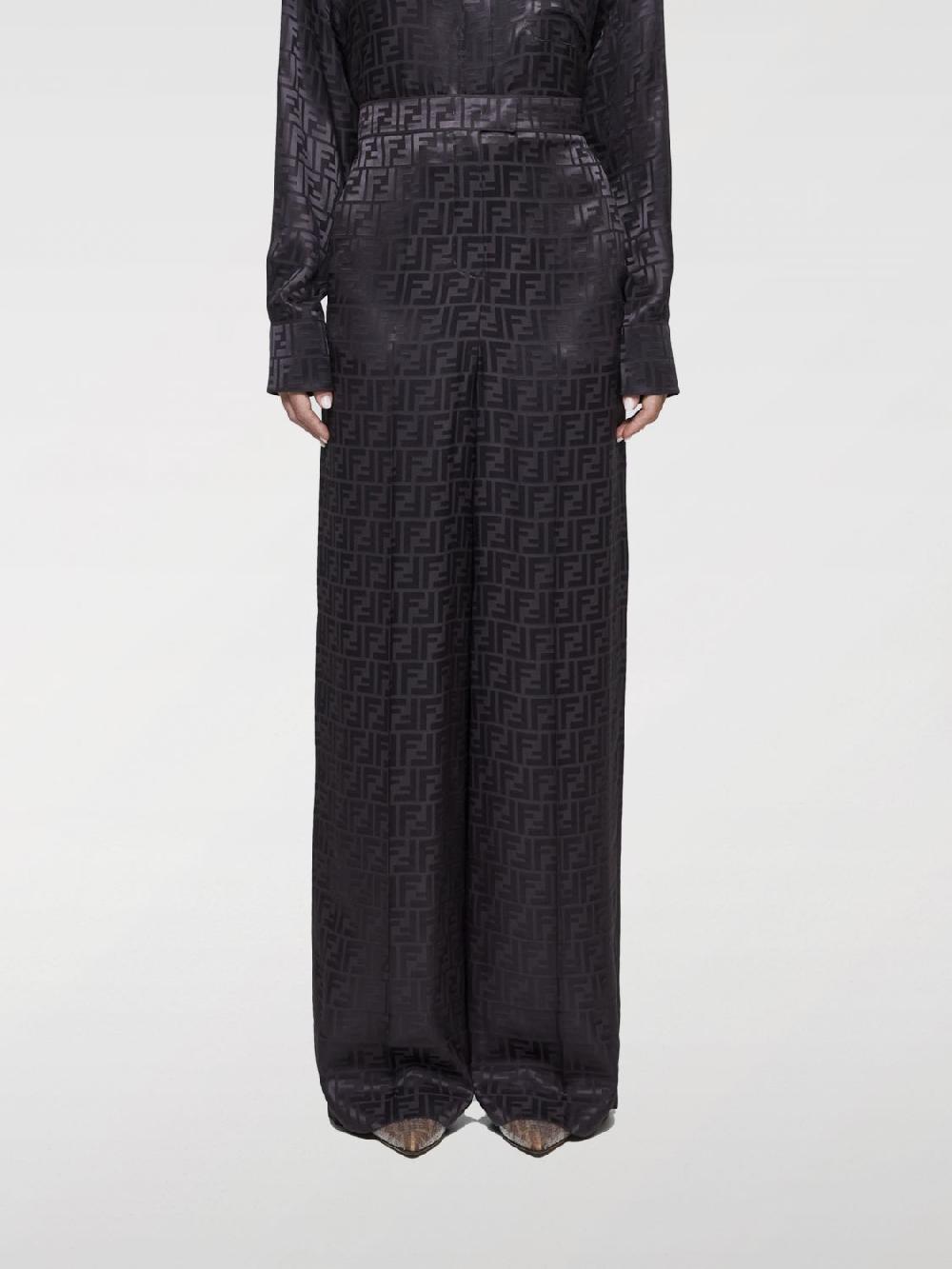 Giglio Pantalone Fendi in seta con monogram FF jacquard