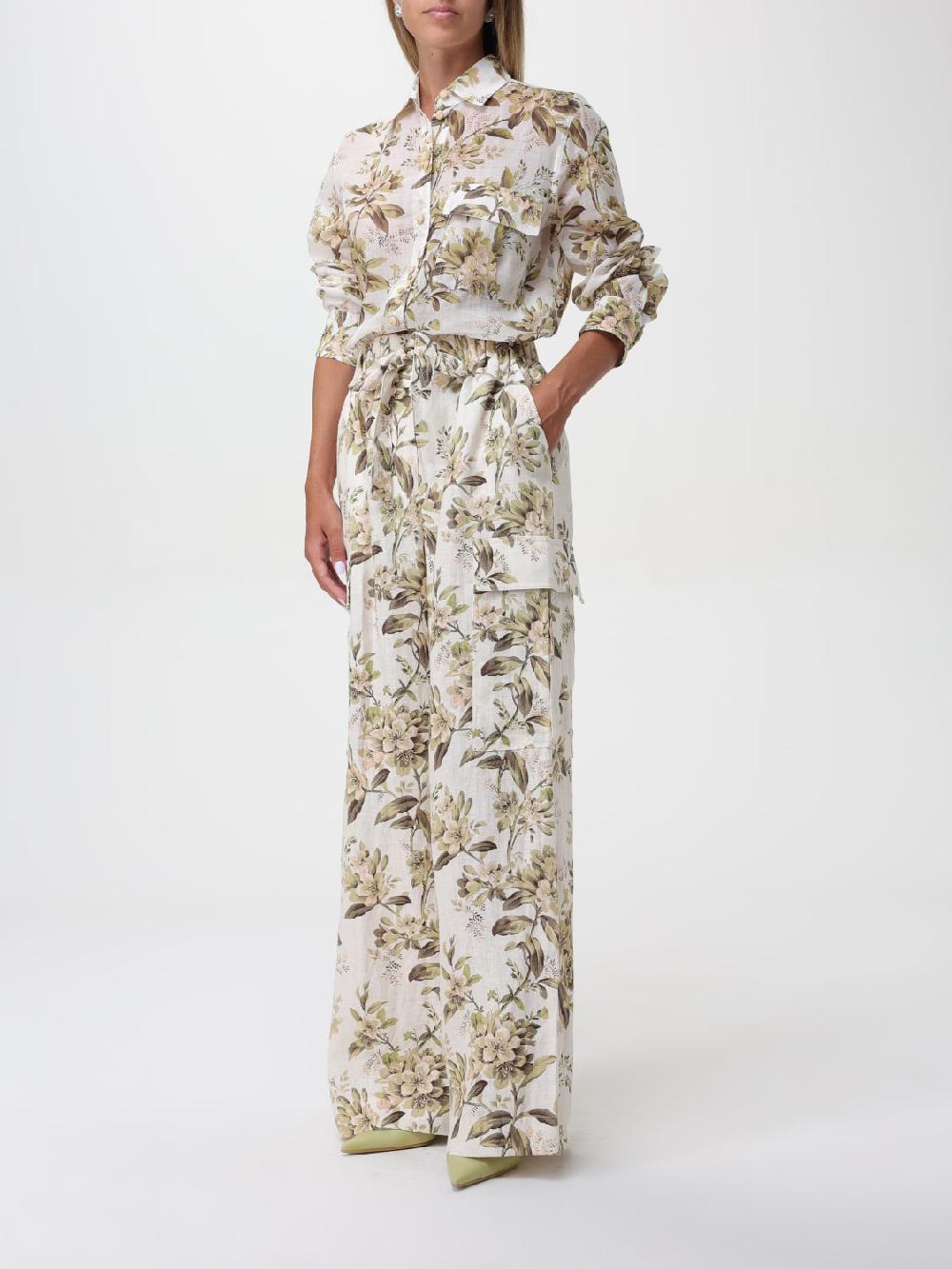 Giglio Pantalone Golden Zimmermann In Lino Con Stampa Floreale