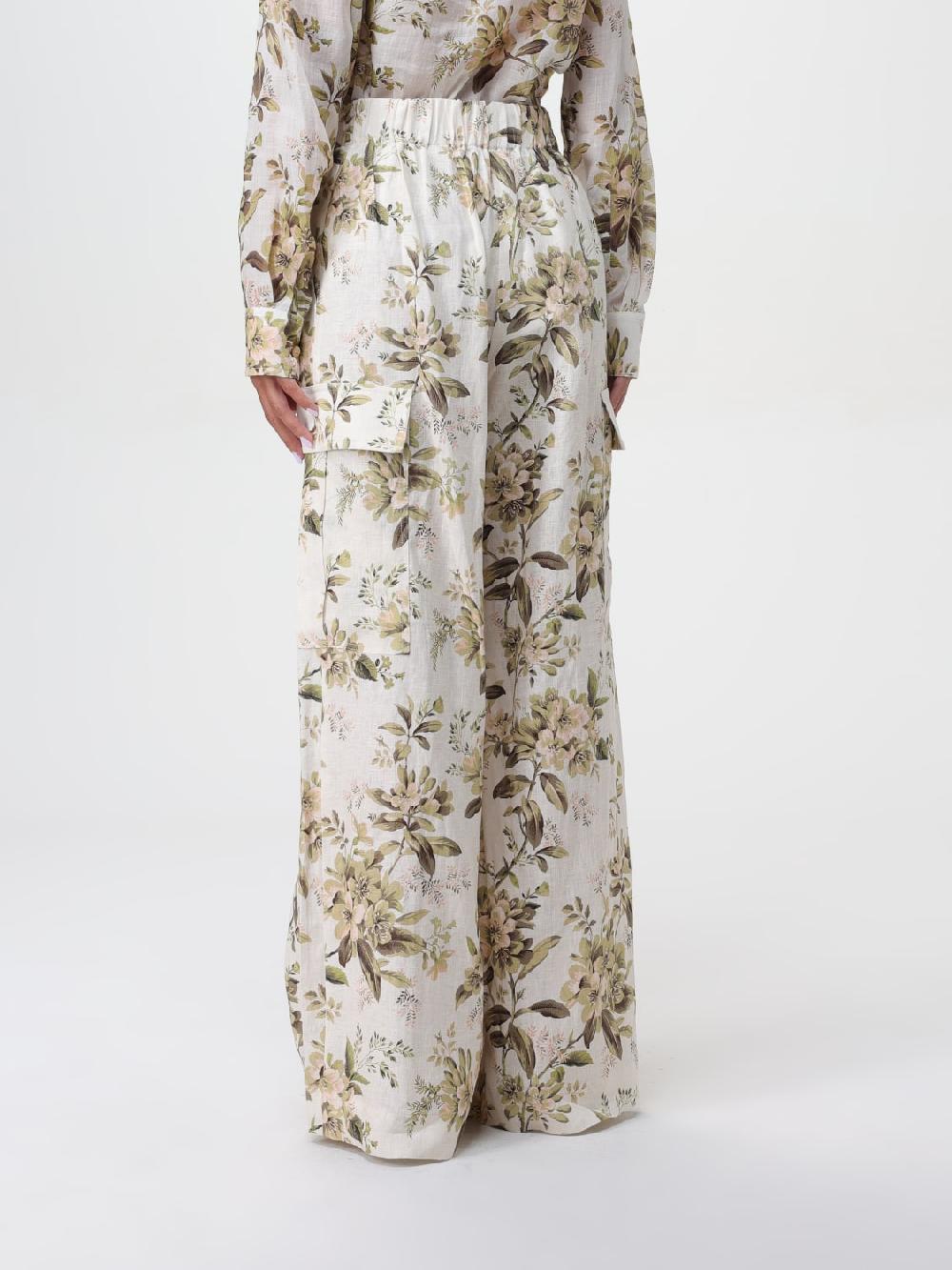 Giglio Pantalone Golden Zimmermann In Lino Con Stampa Floreale