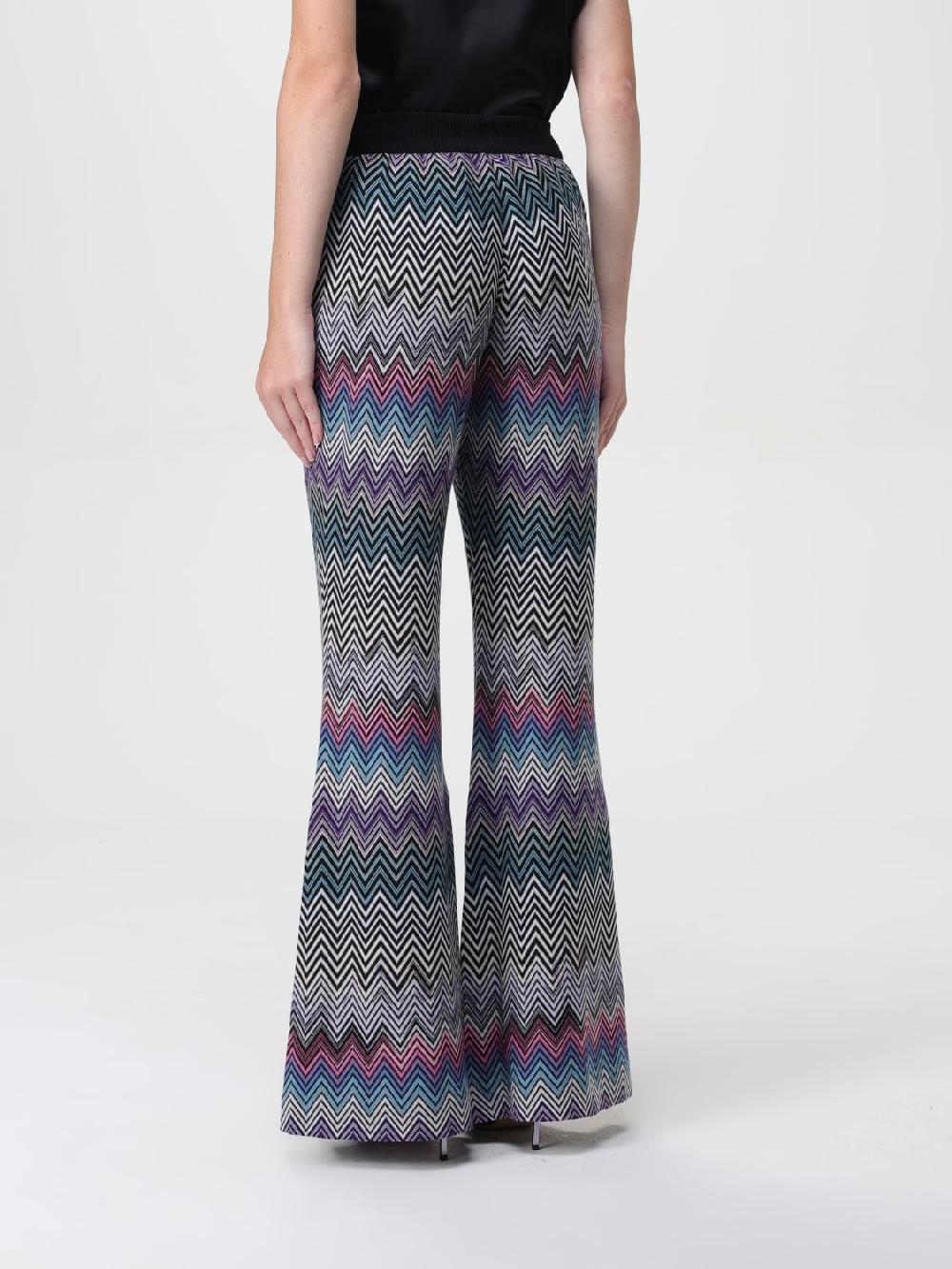 Giglio Pantalone Missoni In Maglia Di Lana Con Motivo Zig Zag Multicolor
