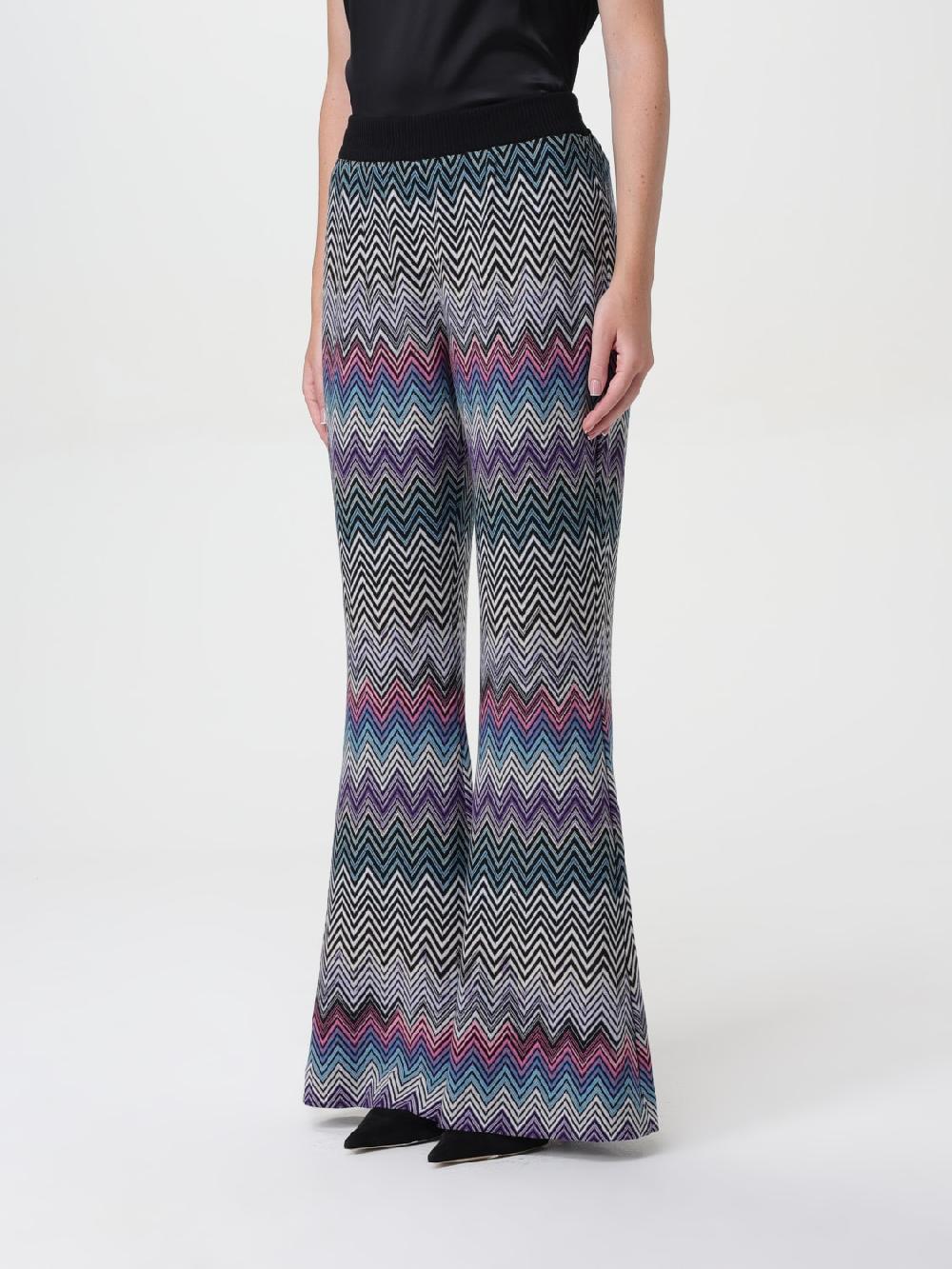 Giglio Pantalone Missoni In Maglia Di Lana Con Motivo Zig Zag Multicolor