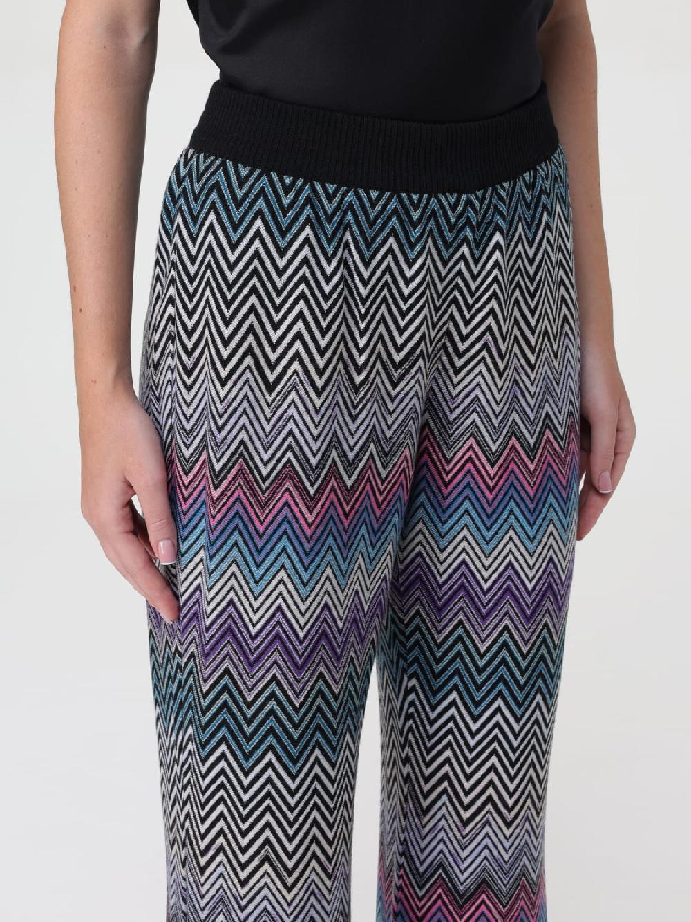 Giglio Pantalone Missoni In Maglia Di Lana Con Motivo Zig Zag Multicolor