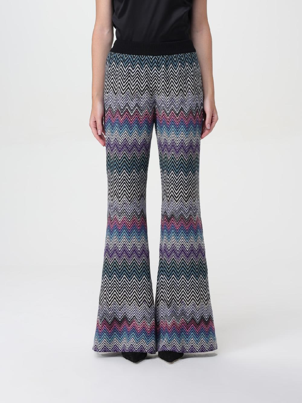 Giglio Pantalone Missoni in maglia di lana con motivo zig zag multicolor