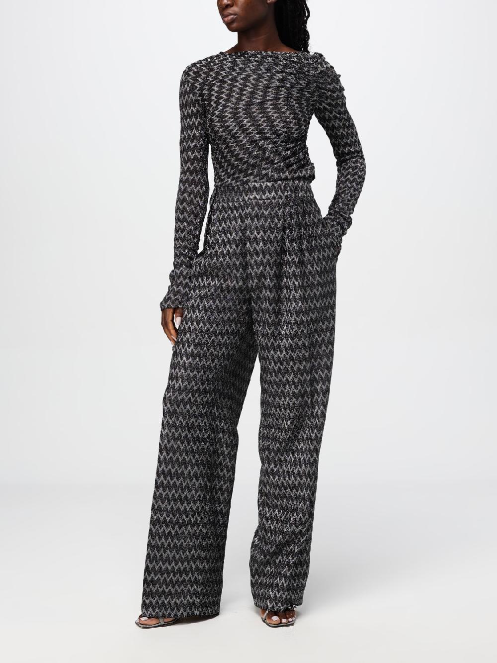 Giglio Pantalone Missoni In Viscosa E Tessuto Lamè Con Motivo A Zig Zag Jacquard