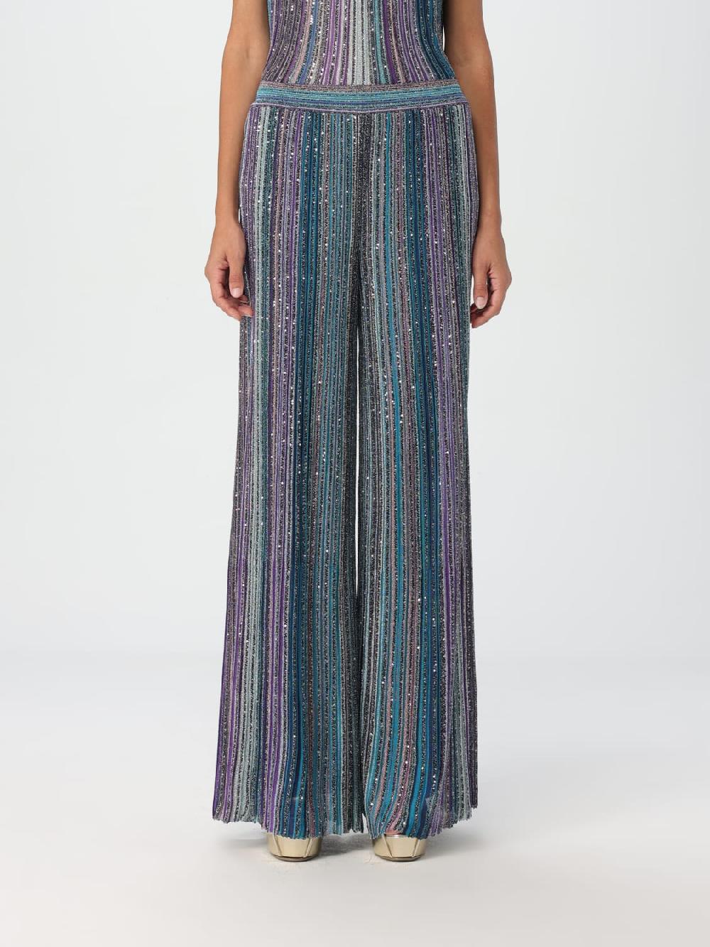 Giglio Pantalone Missoni in viscosa lamè con righe multicolor