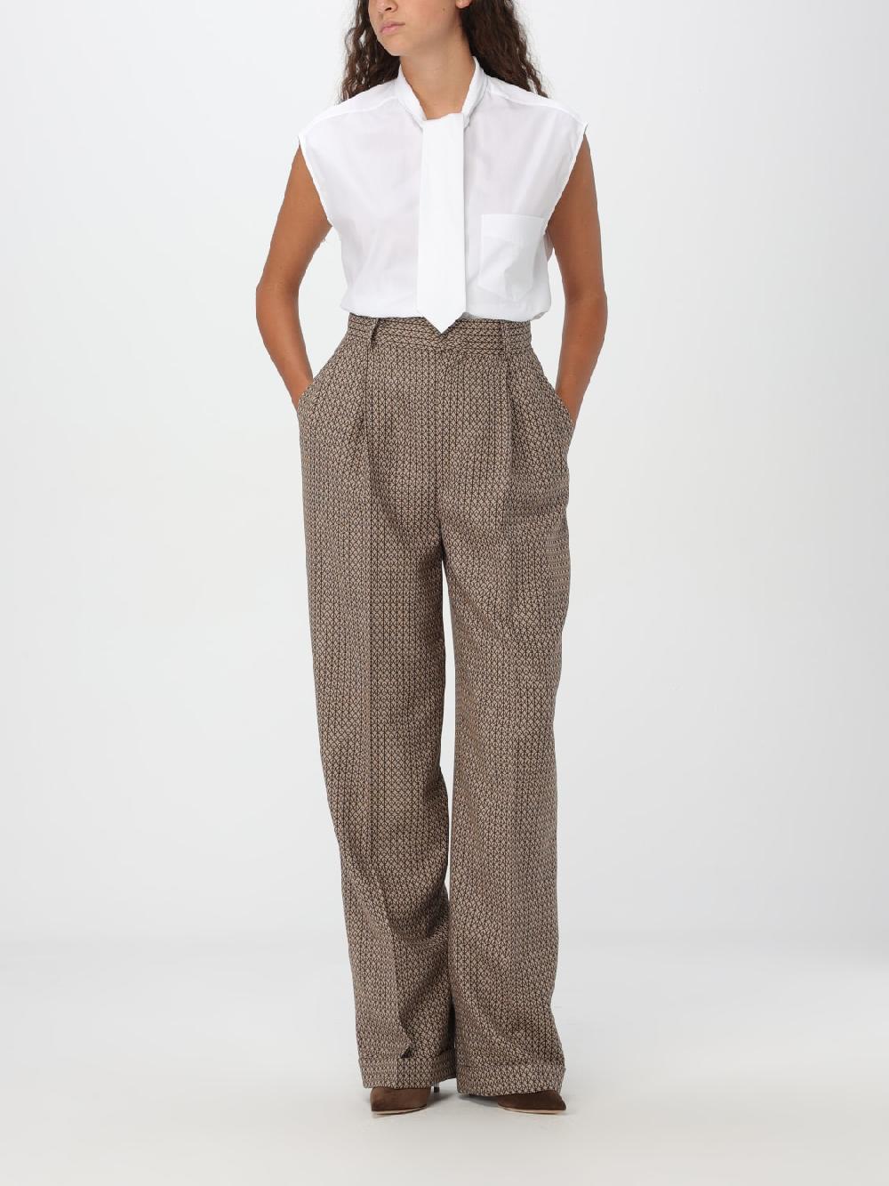 Giglio Pantalone Moschino Couture In Lana Vergine Con Motivo Jacquard