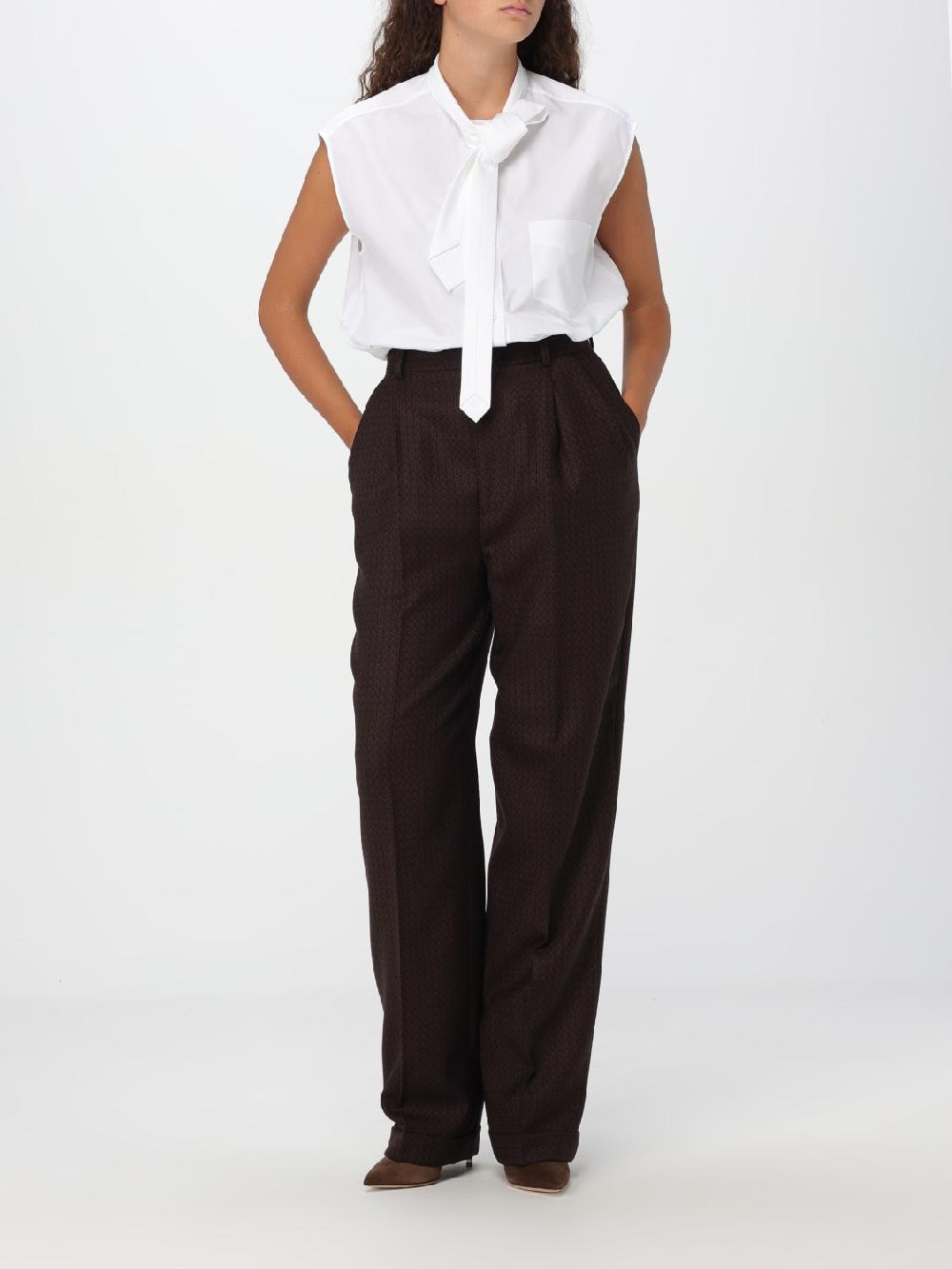 Giglio Pantalone Moschino Couture In Lana Vergine Con Motivo Jacquard