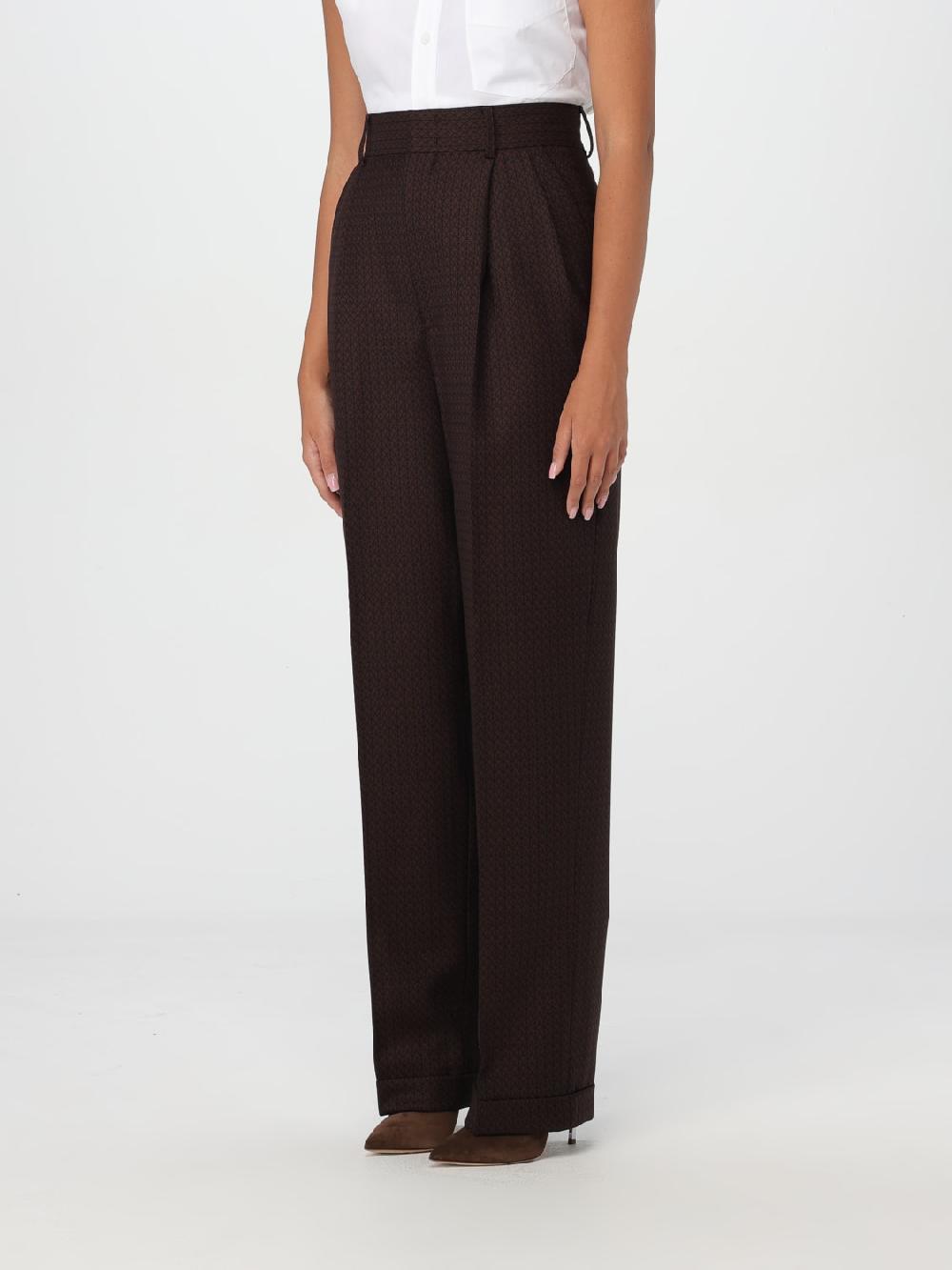 Giglio Pantalone Moschino Couture In Lana Vergine Con Motivo Jacquard