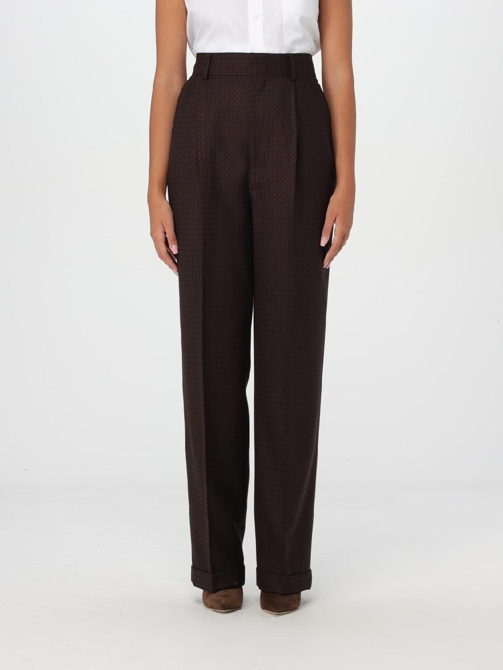 Giglio Pantalone Moschino Couture in lana vergine con motivo jacquard