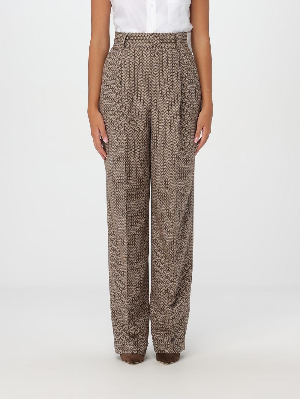 Giglio Pantalone Moschino Couture in lana vergine con motivo jacquard