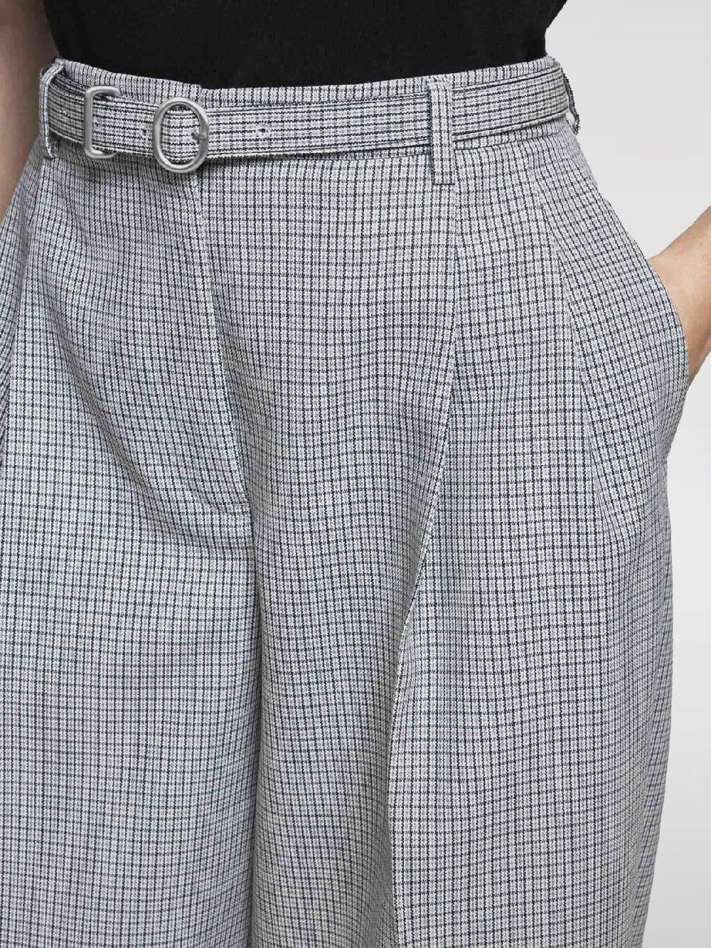 Giglio Pantalone Palazzo In Lana Vergine A Quadretti Jil Sander