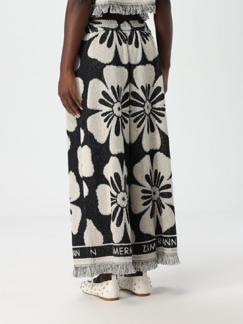 Giglio Pantalone Zimmermann In Spugna Di Cotone Con Motivo Floreale Jacquard