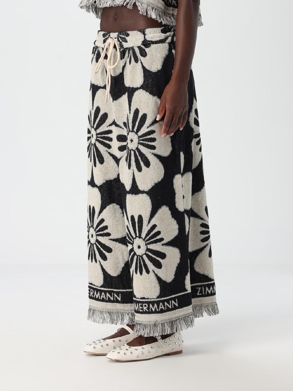 Giglio Pantalone Zimmermann In Spugna Di Cotone Con Motivo Floreale Jacquard