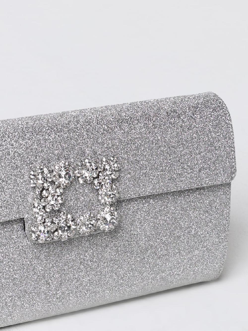 Giglio Pochette Roger Vivier In Pelle Glitter Con Fibbia Flower Strass