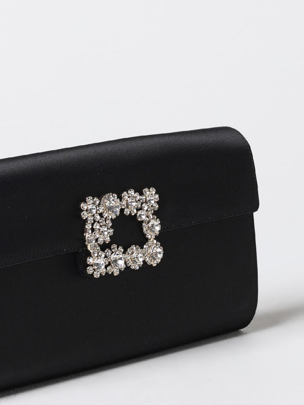 Giglio Pochette Roger Vivier In Raso Con Fibbia Flower Strass